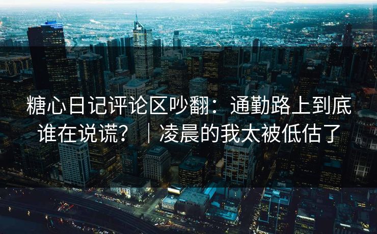 糖心日记评论区吵翻：通勤路上到底谁在说谎？｜凌晨的我太被低估了