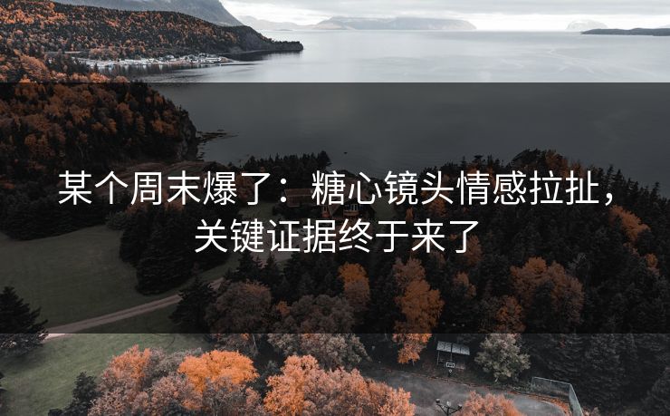 某个周末爆了：糖心镜头情感拉扯，关键证据终于来了