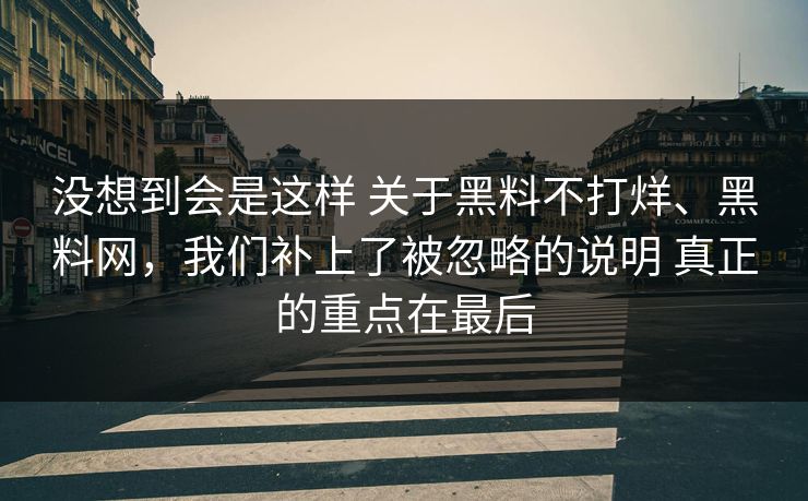 没想到会是这样 关于黑料不打烊、黑料网，我们补上了被忽略的说明 真正的重点在最后