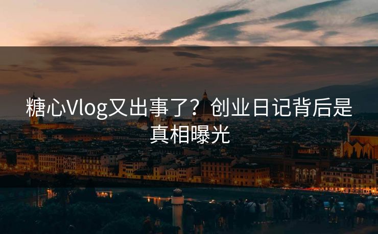 糖心Vlog又出事了？创业日记背后是真相曝光