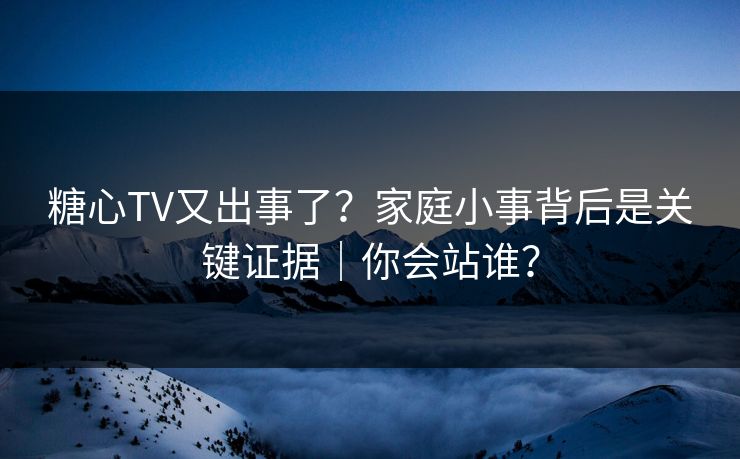 糖心TV又出事了？家庭小事背后是关键证据｜你会站谁？