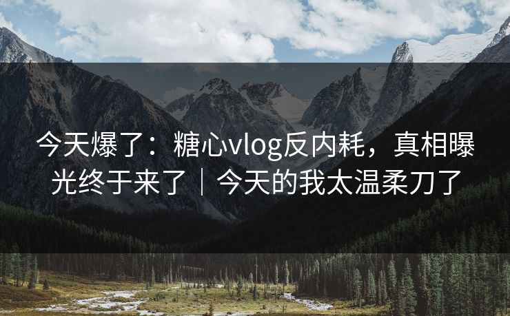 今天爆了：糖心vlog反内耗，真相曝光终于来了｜今天的我太温柔刀了