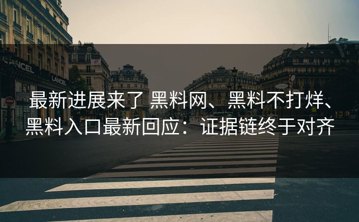 最新进展来了 <strong>黑料网</strong>、黑料不打烊、黑料入口最新回应：证据链终于对齐