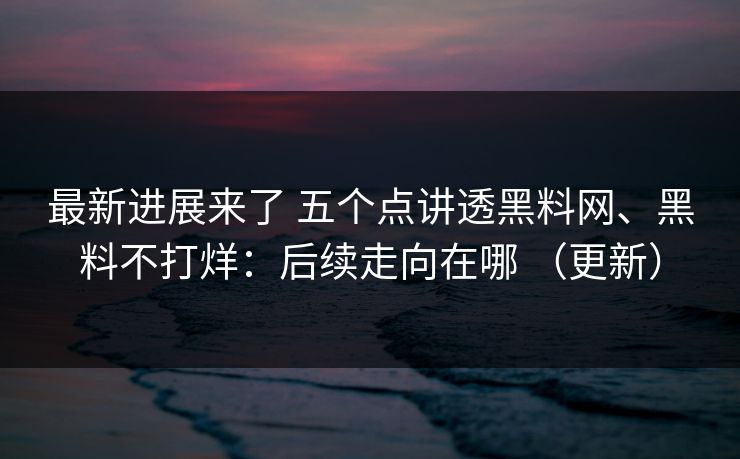 最新进展来了 五个点讲透黑料网、黑料不打烊：后续走向在哪 （更新）
