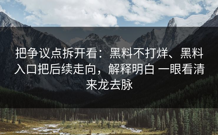 把争议点拆开看：黑料不打烊、黑料入口把后续走向，解释明白 一眼看清来龙去脉
