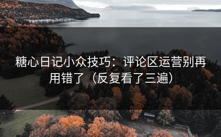 糖心日记小众技巧：评论区运营别再用错了（反复看了三遍）