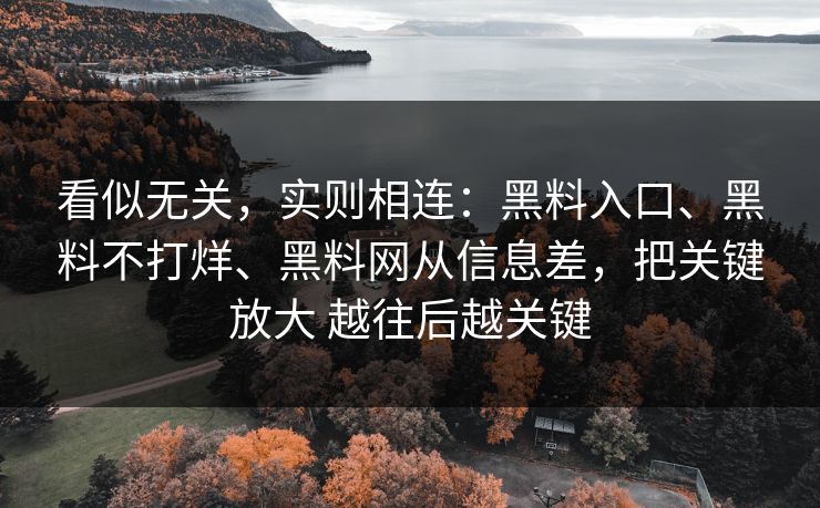 看似无关，实则相连：黑料入口、黑料不打烊、<strong>黑料网</strong>从信息差，把关键放大 越往后越关键