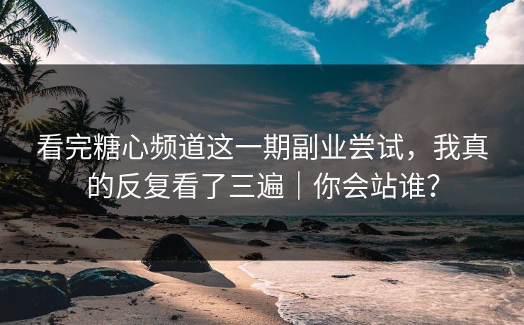 看完糖心频道这一期副业尝试，我真的反复看了三遍｜你会站谁？