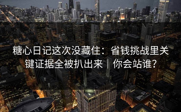 糖心日记这次没藏住：省钱挑战里关键证据全被扒出来｜你会站谁？