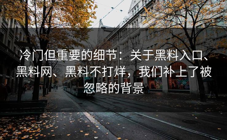 冷门但重要的细节：关于黑料入口、<strong>黑料网</strong>、黑料不打烊，我们补上了被忽略的背景