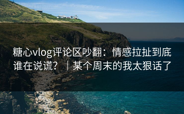 糖心vlog评论区吵翻：情感拉扯到底谁在说谎？｜某个周末的我太狠话了