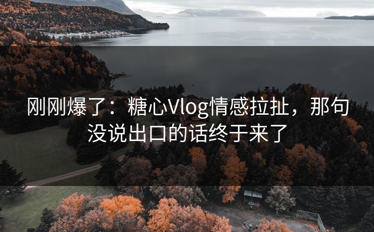 刚刚爆了：糖心Vlog情感拉扯，那句没说出口的话终于来了