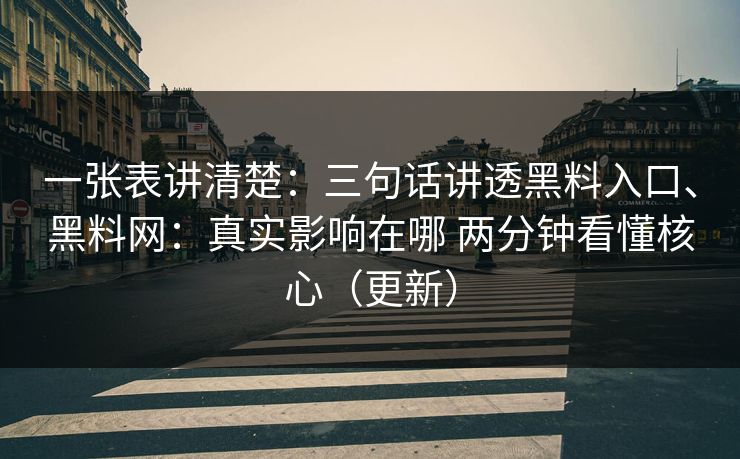 一张表讲清楚：三句话讲透黑料入口、<strong>黑料网</strong>：真实影响在哪 两分钟看懂核心（更新）