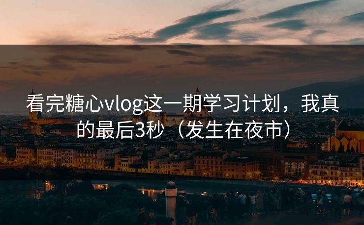 看完糖心vlog这一期学习计划，我真的最后3秒（发生在夜市）