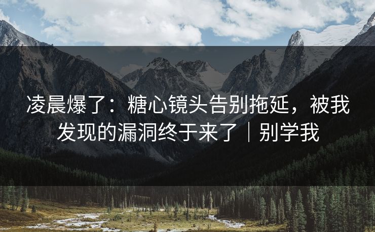 凌晨爆了：糖心镜头告别拖延，被我发现的漏洞终于来了｜别学我